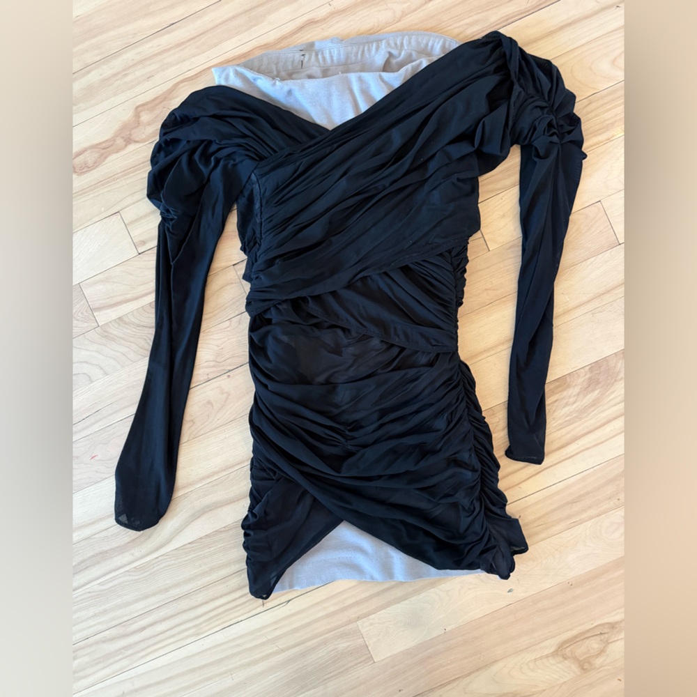 Elegant Black Ruched Dress